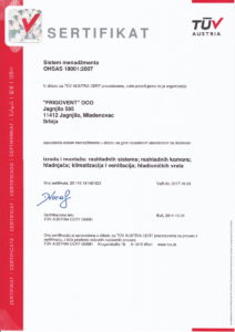 Frigovent - TUV 18001-2007 certificate