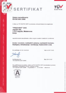 Frigovent - TUV 9001-2008 certificate